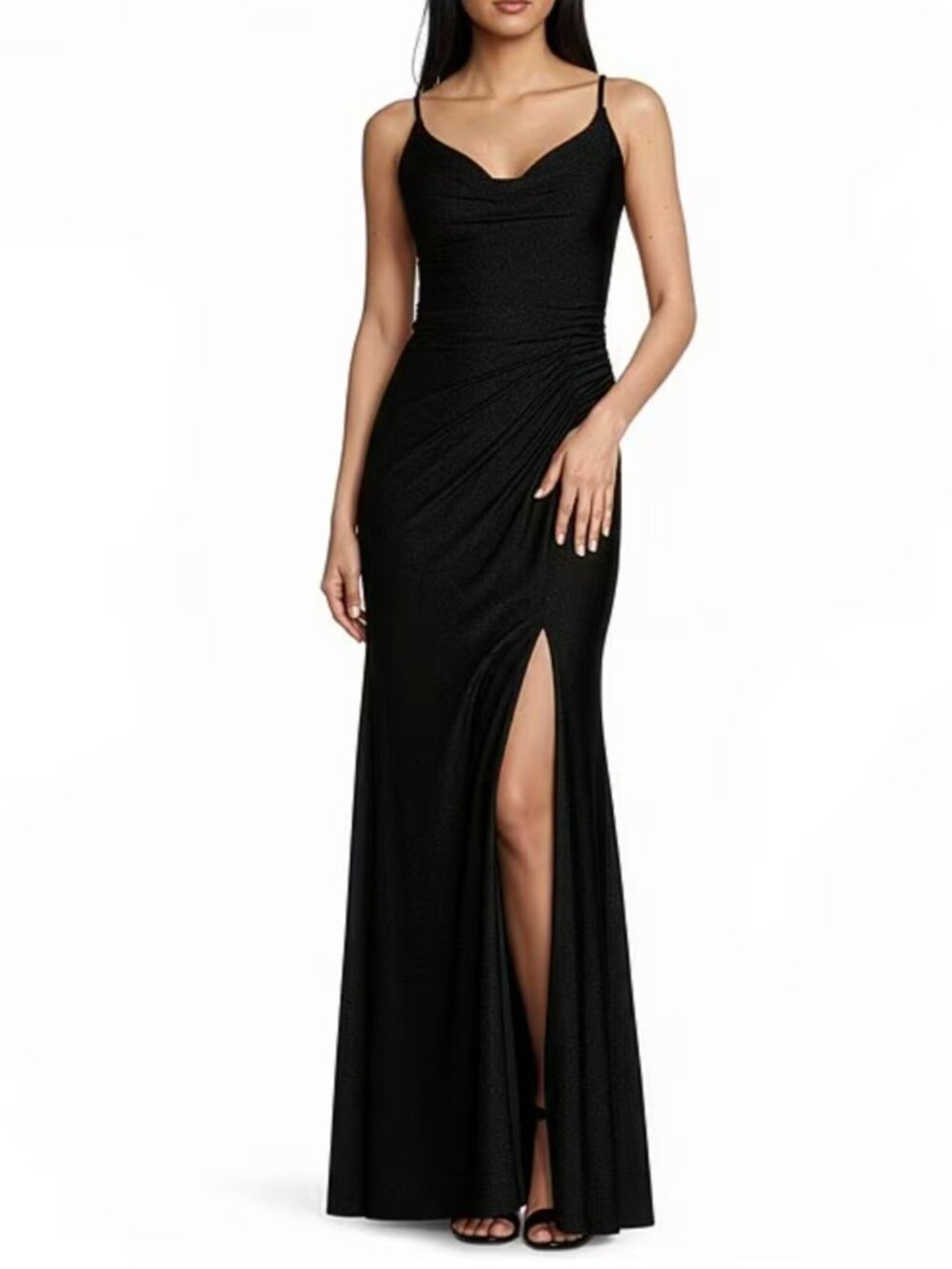 Dillards GB Social Jersey Ruched Lace-Up Back Long Dress